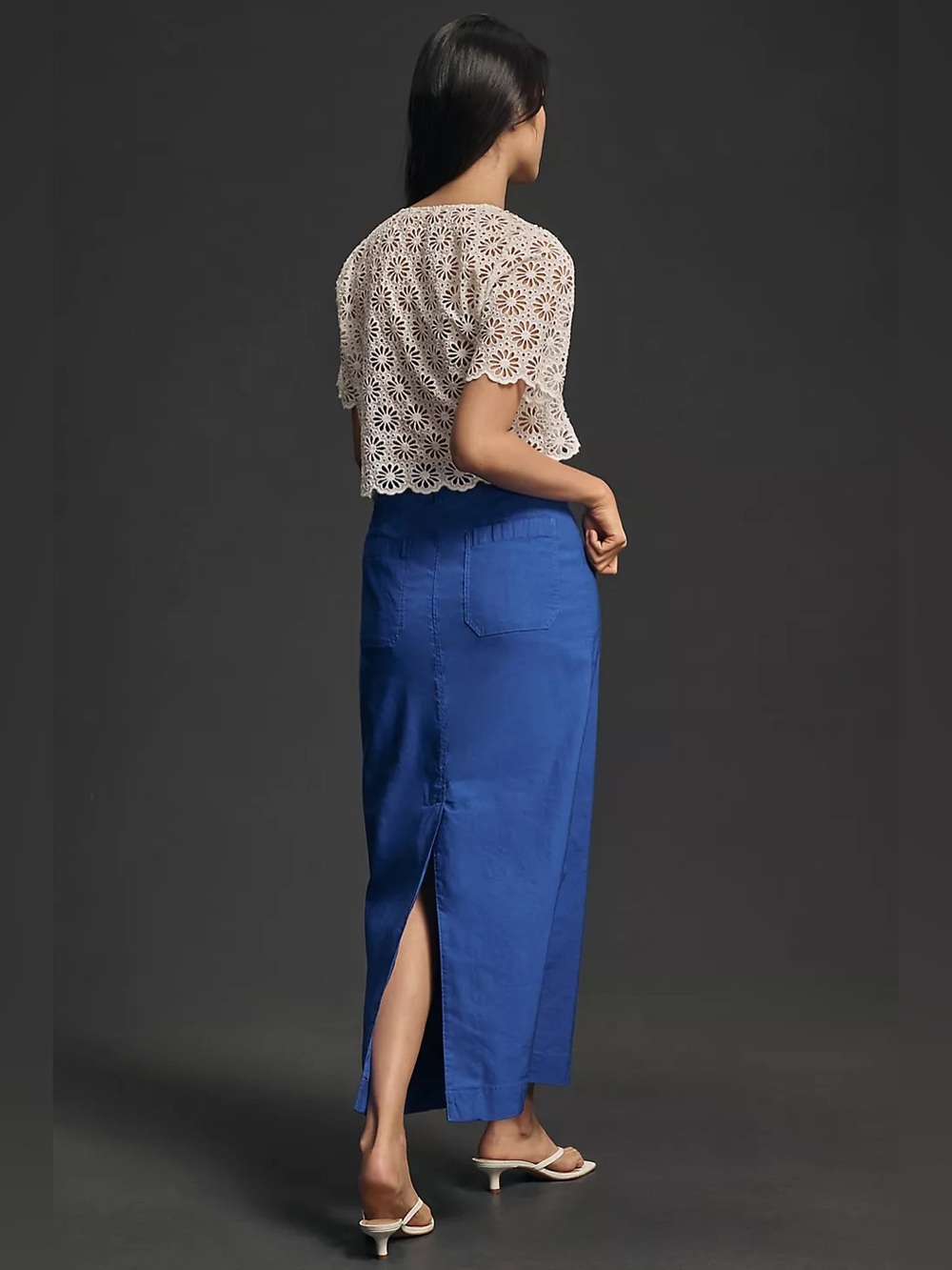 NWT Anthropologie Maeve Colette Maxi Skirt Utility Straight Pockets Blue M - Picture 2 of 3